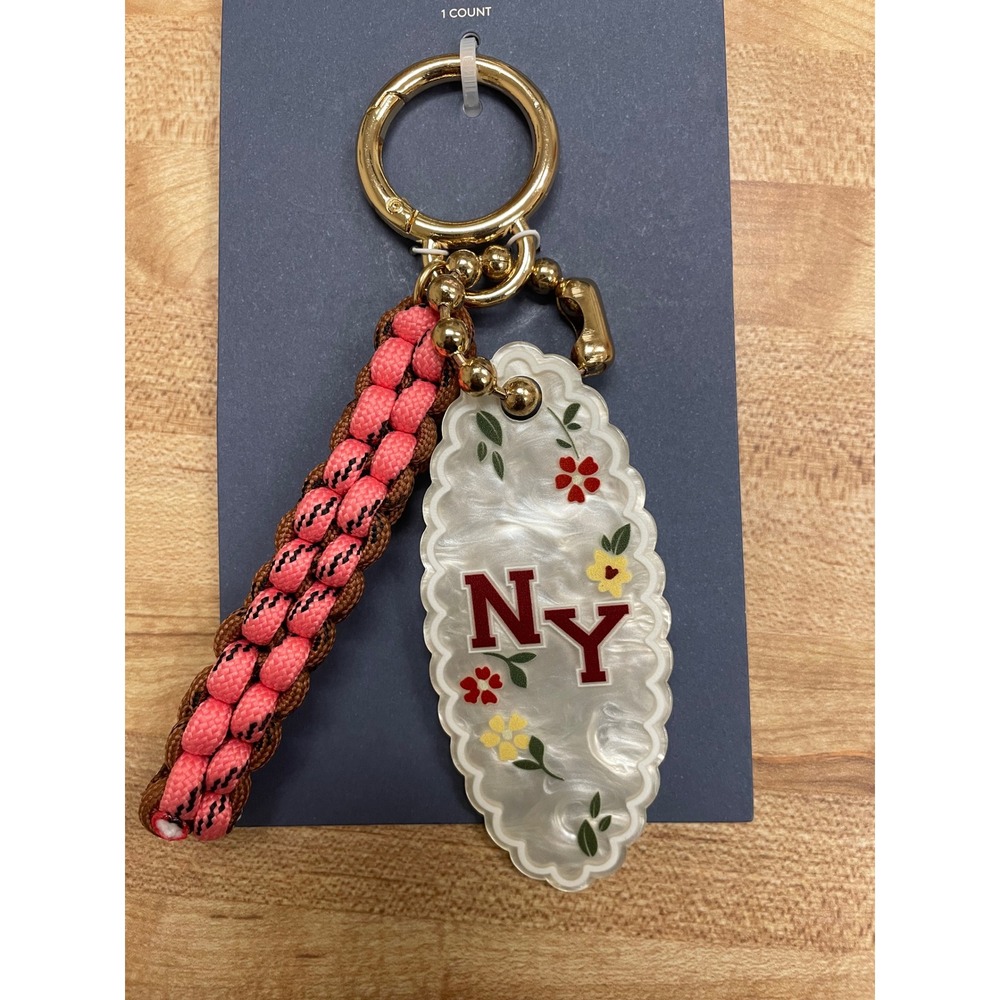 NY Hotel Key Bag Charm Floral Braided Paracord Wristlet Keychain Purse Charm
